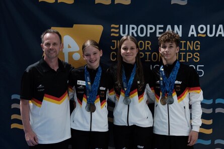 Foto: Das deutsche Team mit Athleten und Trainer.
